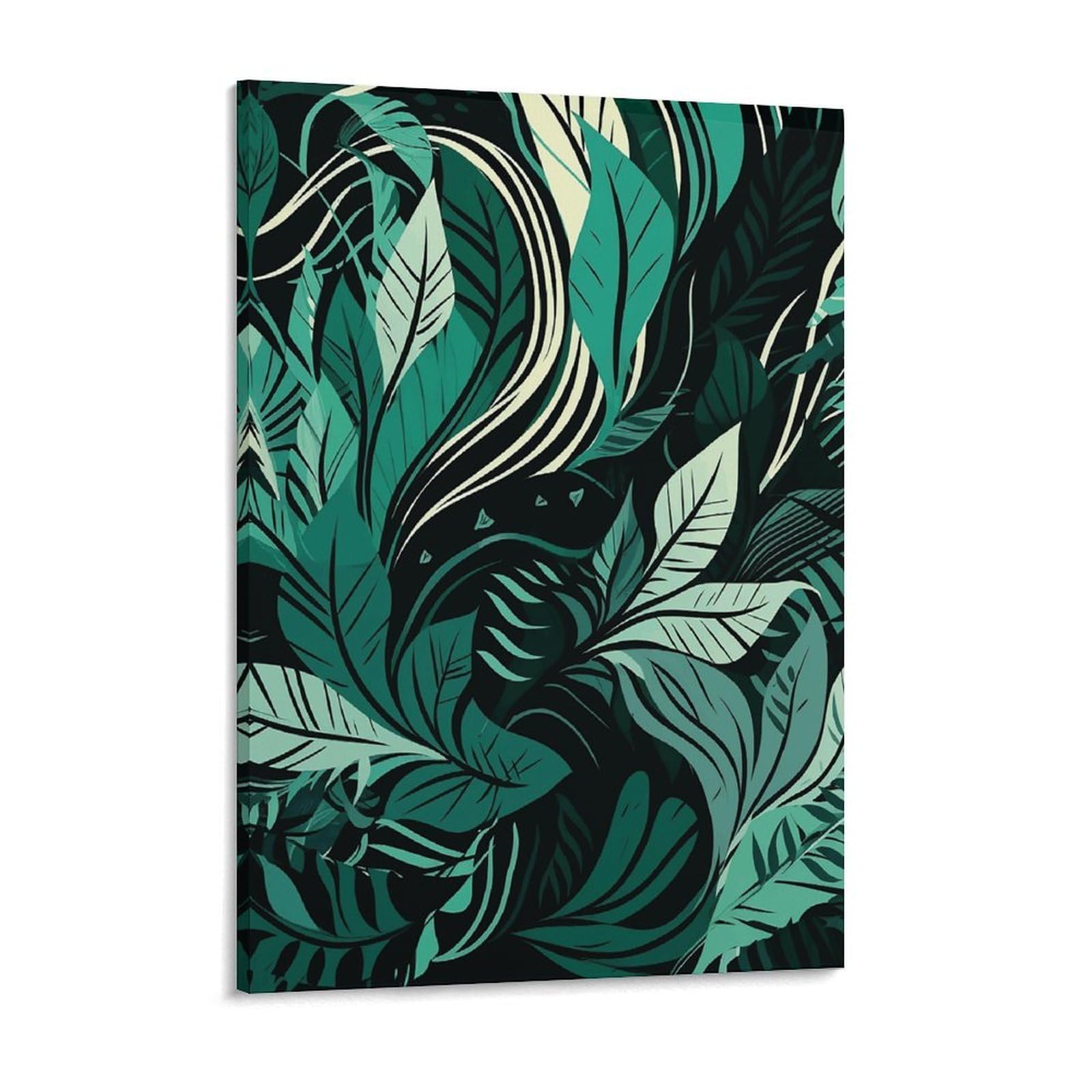 Green Tropical Leaves Canvas Wall Art for Bedroom 12x16inch Canvas Prints Artwork for Walls Modern Picture Artwork Painting for Living Room Aesthetic Wall Paintings for Bathroom Kitchen Offic