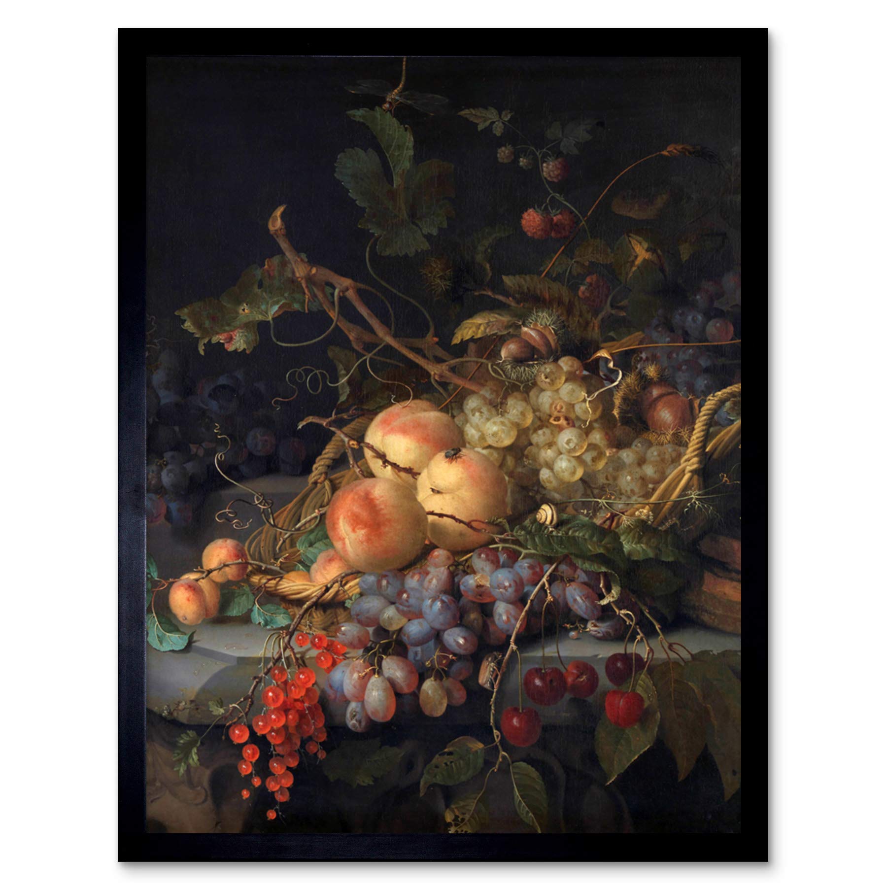 Artery8 Jacob Van Walscapelle Still Life Fruit Painting Art Print Framed Poster Wall Decor 12x16 inch