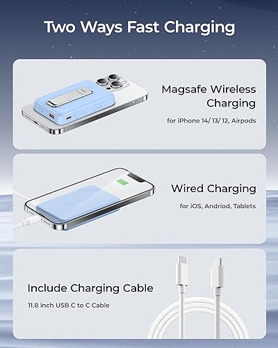 Miniatura 7 de BENKS Funda para iPhone 15 Plus fabricada con fibra de aramida Kevlar 600D + banco magnético MagClap StandGo de 10000 mAh