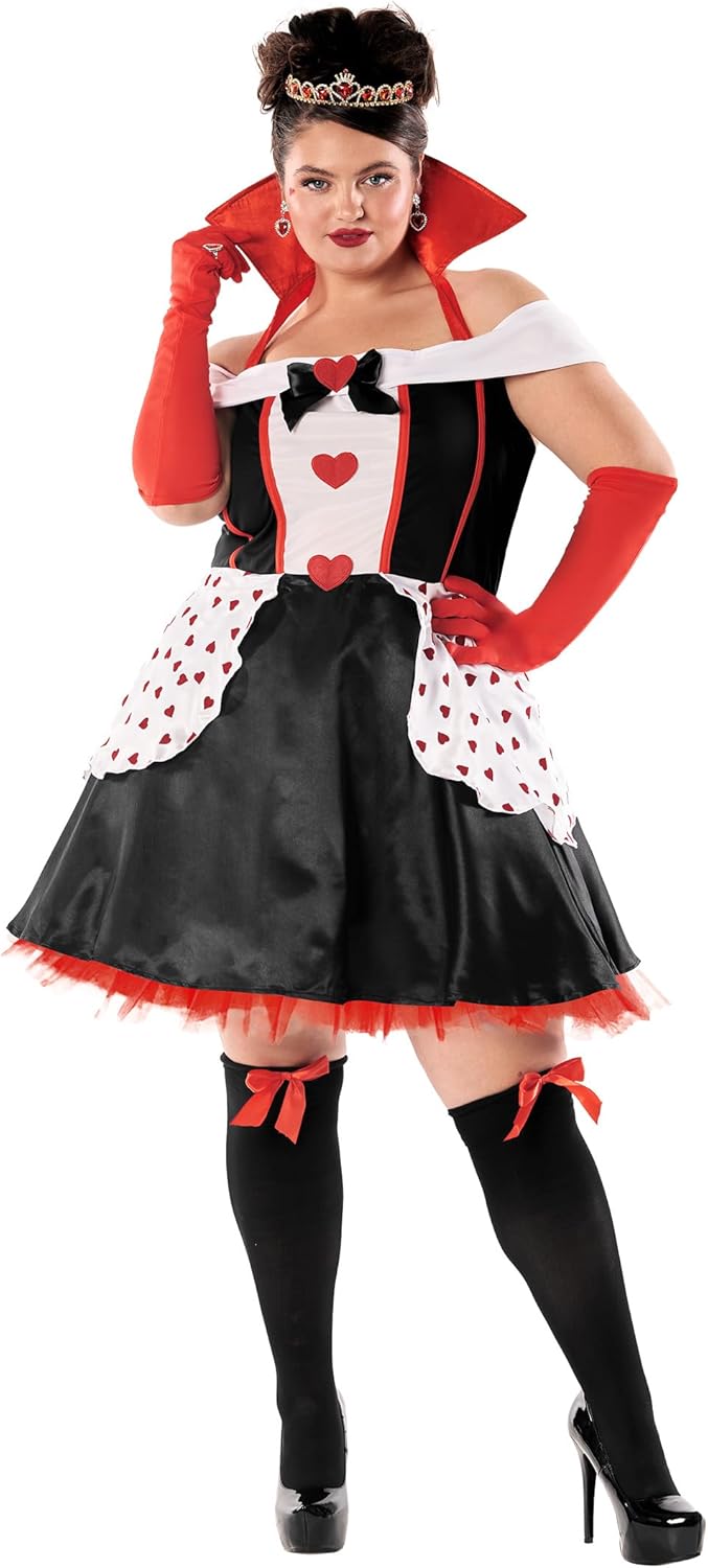 fun shack Queen of Hearts Costume for Women, Red Queen Outfit, Heart Costume for Adults, Womens Halloween Costumes