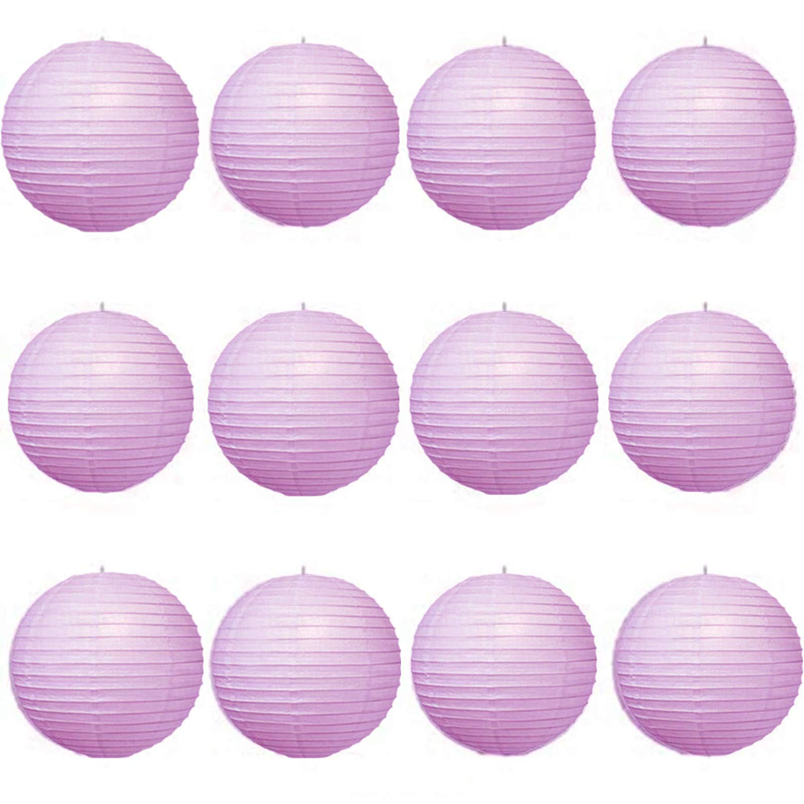 A Liittle Tree 12 PCs Round Paper Lanterns Wedding Party Christmas New Year (Lilac, 14")