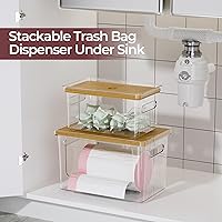 Vista 7 de Delamu Acrylic Trash Bag Holder, 2 Pack (XL+S) Stackable Garbage Bag Dispenser, Clear Organizer Bins for Under Sink Organization, Pantry Storage