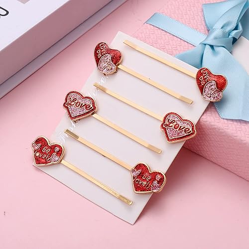 Miniatura 4 de Horquillas de corazón para el día de San Valentín para mujer con purpurina esmaltada con diamantes de imitación pinzas para el cabello pasadores