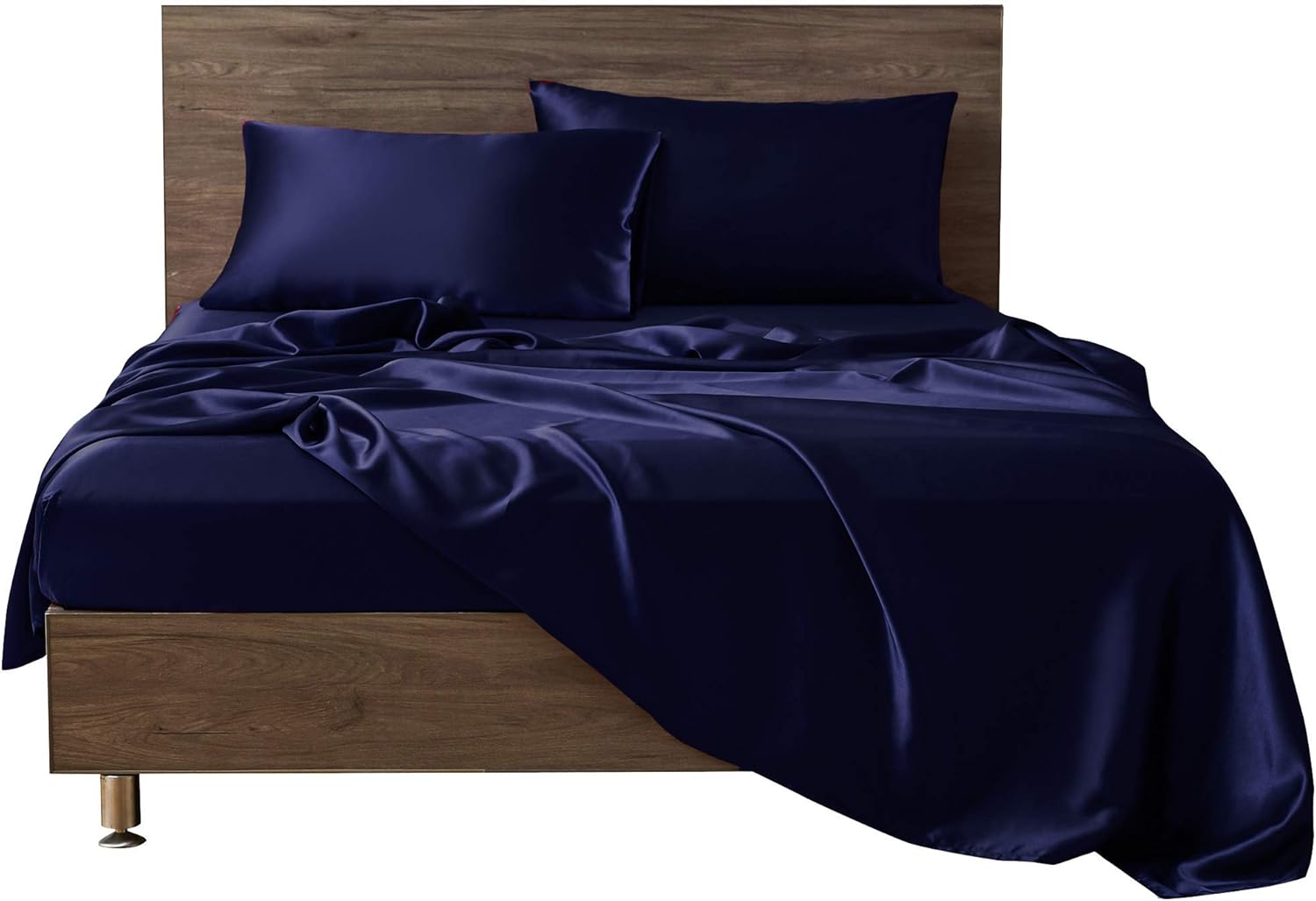 Smooth Luxurious Silk Like Satin Red Queen 6 Piece Sheet Set (Flat Sheet + Fitted 16" + 4 Pillowcases) Easy Fit - Breathable & Cooling Sheets - Wrinkle Free