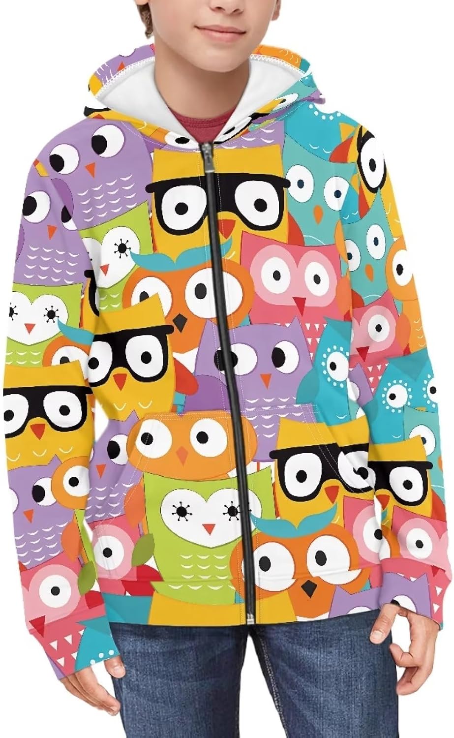 Modysero Kids Zipper Hoodies Regular Graphic Pattern Jacket for Girls Boys Long Sleeve Loose Fit Hooded Sweatshirt