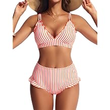Hanna Nikole Women High Waisted Bikini Sets Ruffle, 2 Piece Swim Suits 2026, Sexy Retro Bathing Suit Beachwear