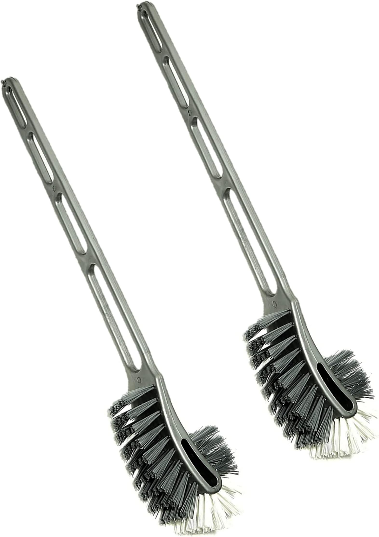 ALOUD CREATIONS Plastic Double Sided Flexible Toilet Brush In Hockey Design For Western And Indian Toilet Cleaning, Grey Colour, Large, Pack Of 2