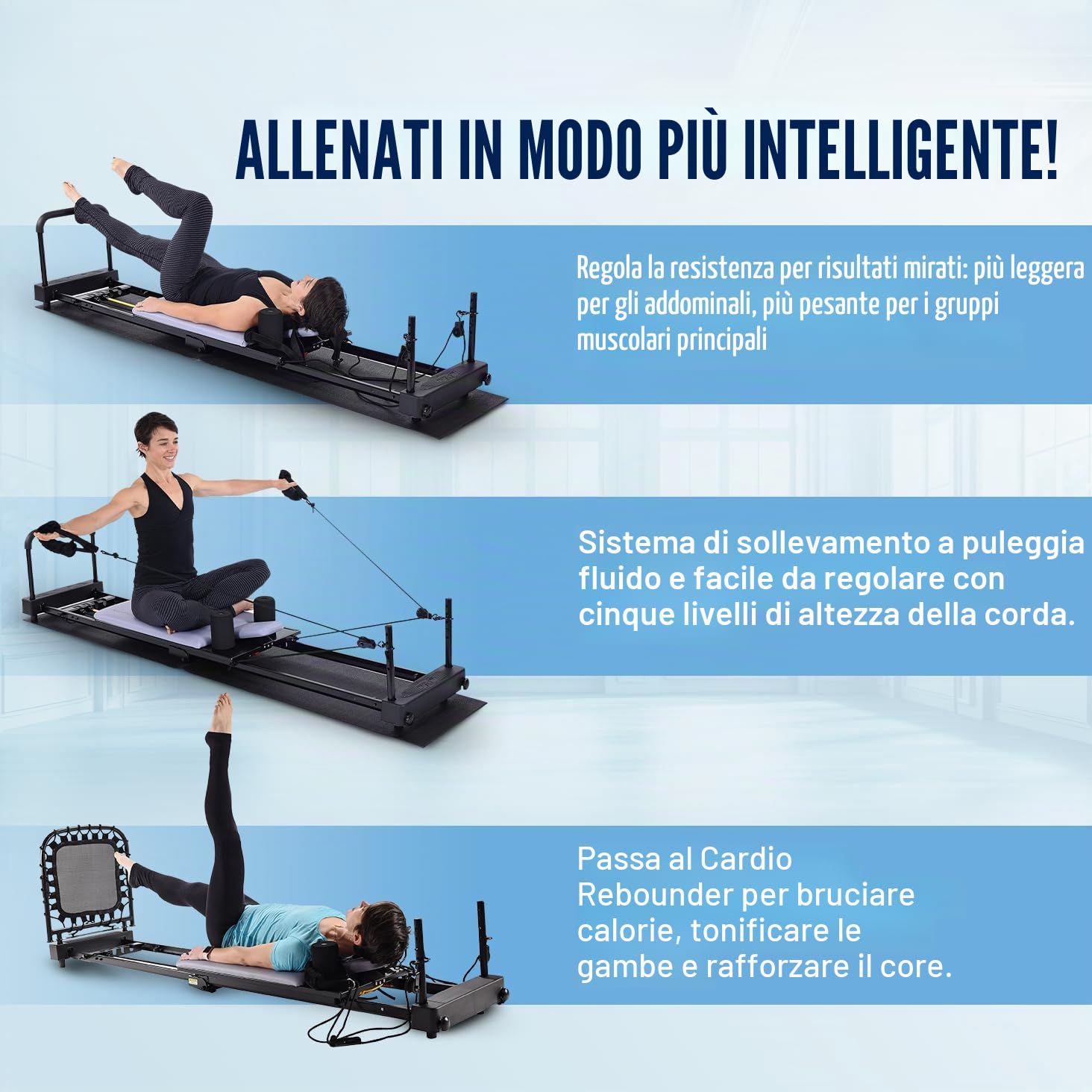 Stamina Aeropilates 4 Cord Reformer Plus 4420 fitness workout Machine con tappetino
