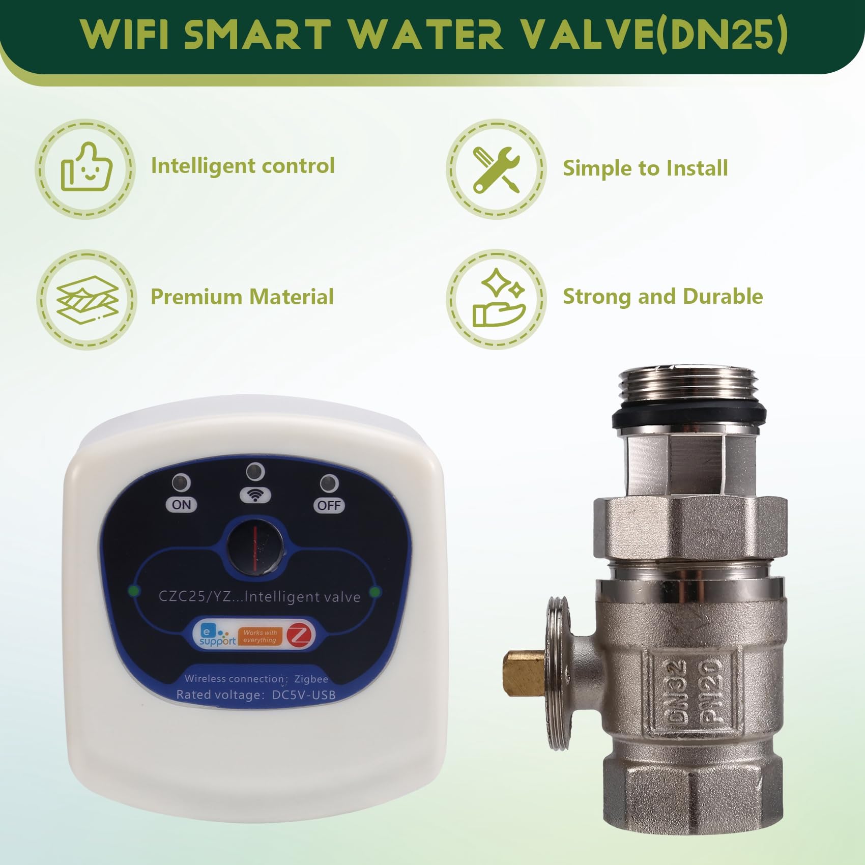 Controlador Inalámbrico de Válvula de Agua Inteligente con Wifi para Jardín Doméstico, Controlador de Apagado Automático DN25, Aplicación