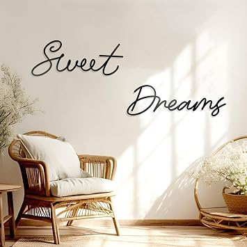 Sweet Dreams Wall Decor Metal Wall Art Large Modern Living Room Farmhouse Sign for Bedroom Black Metal Wall Art for Office and Home Wall Decor (Black, Farmhouse)