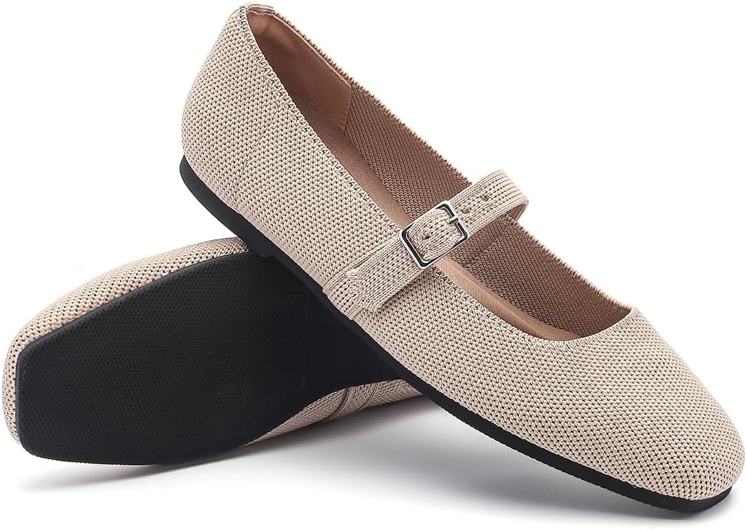 Mary Jane Women Flat Square Toe Ballet Flats Women Comfortable for Dressy Ankle Strap Casual Slip On Work Shoes Washable - Image 5