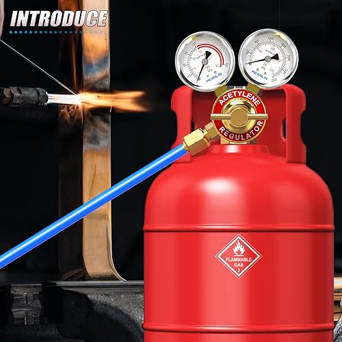 Miniatura 7 de MEANLIN MEASURE Manómetros de baja y alta presión para regulador de acetileno 14" NPT 2.5" Dial de cara, 30 Psi y 400 Psi Calibres de repuesto