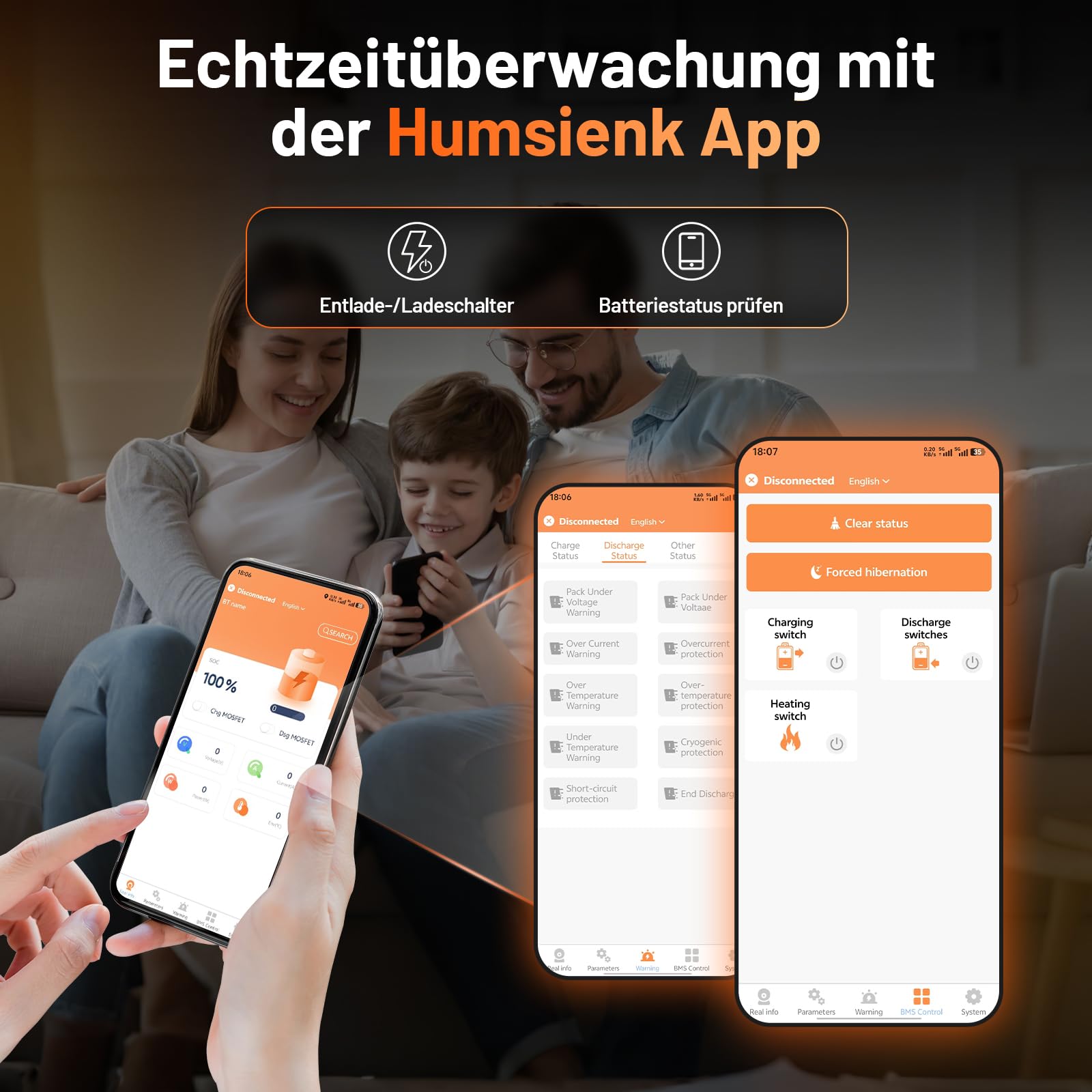 HumsiENK LiFePO4 Batterie 12V 320Ah mit Bluetooth | 4096Wh Lithium Batterie 12V, 250A BMS, über 15.000 Zyklen | 12V Lithium Batterie Wohnmobil & Solar Batterie,LiFePO4 320Ah Bluetooth