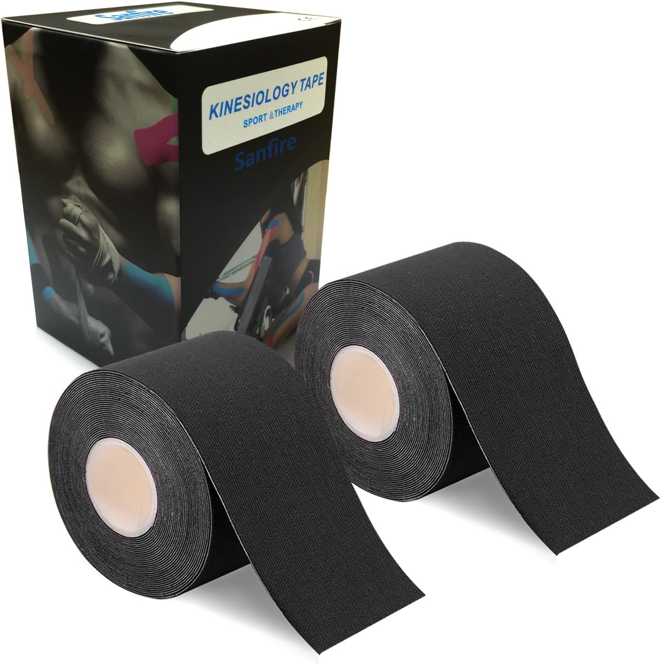 Kinesiology Tape 2 Rolls Combo Pack for Athletic Sports, Recovery and Physiotherapy, Waterproof, Uncut, 2-Inch x 16.4-Feet