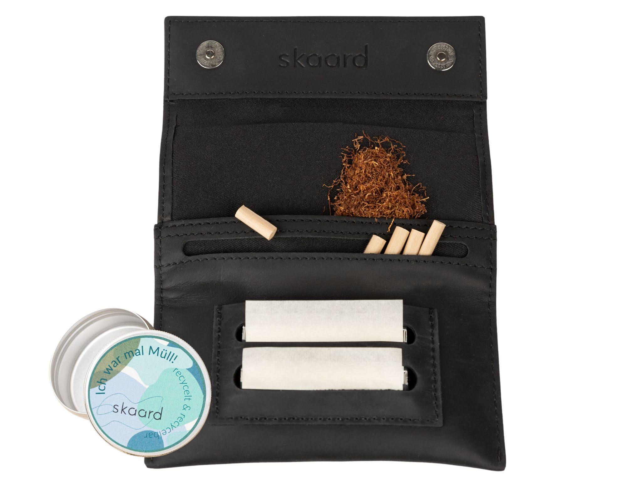skaard Tobacco Pouch | Genuine Leather | Magnetic Closure | Double Paper &  Filter Compartment | Zip Compartment