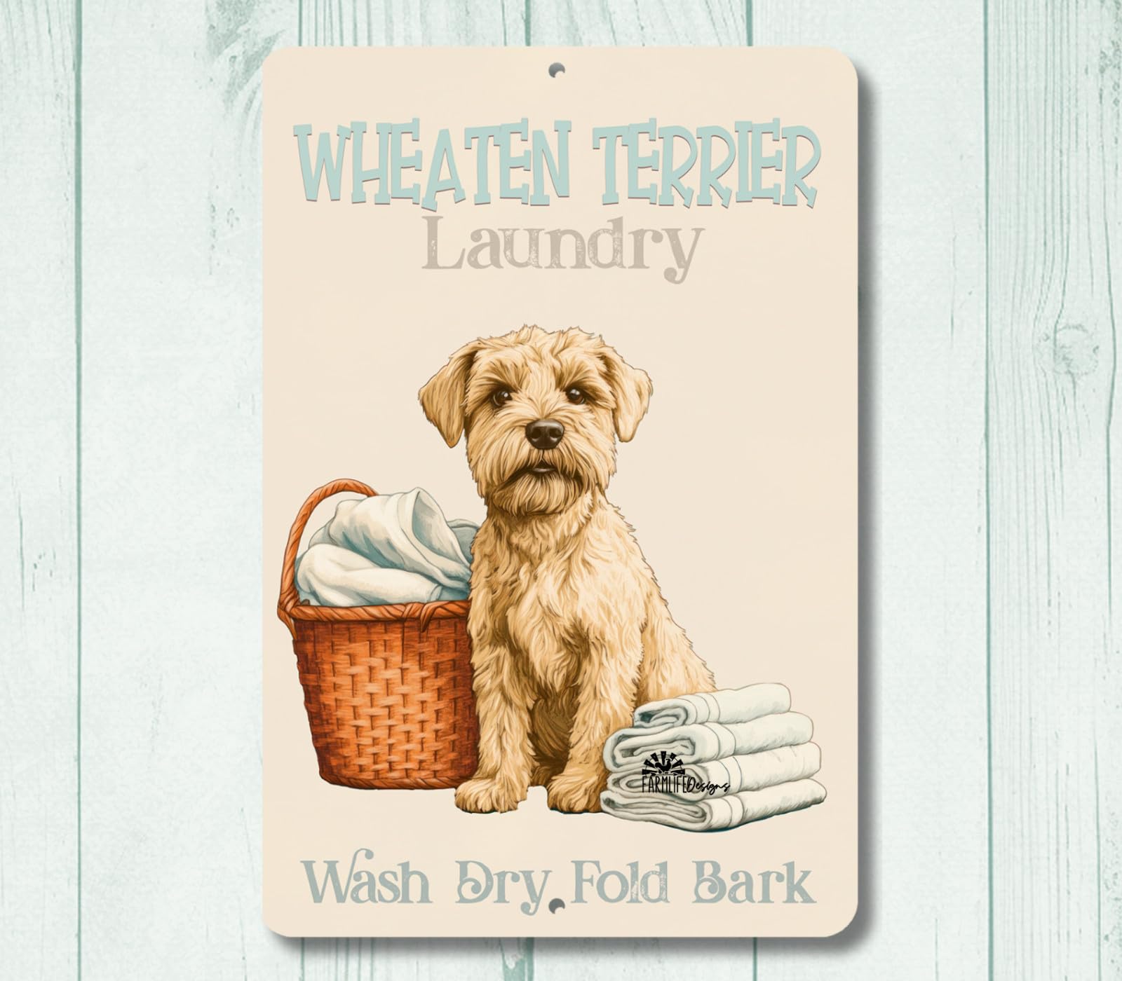 Wheaten Terrier Laundry Room Sign wheatie dog funny metal tin wall art decor home decor
