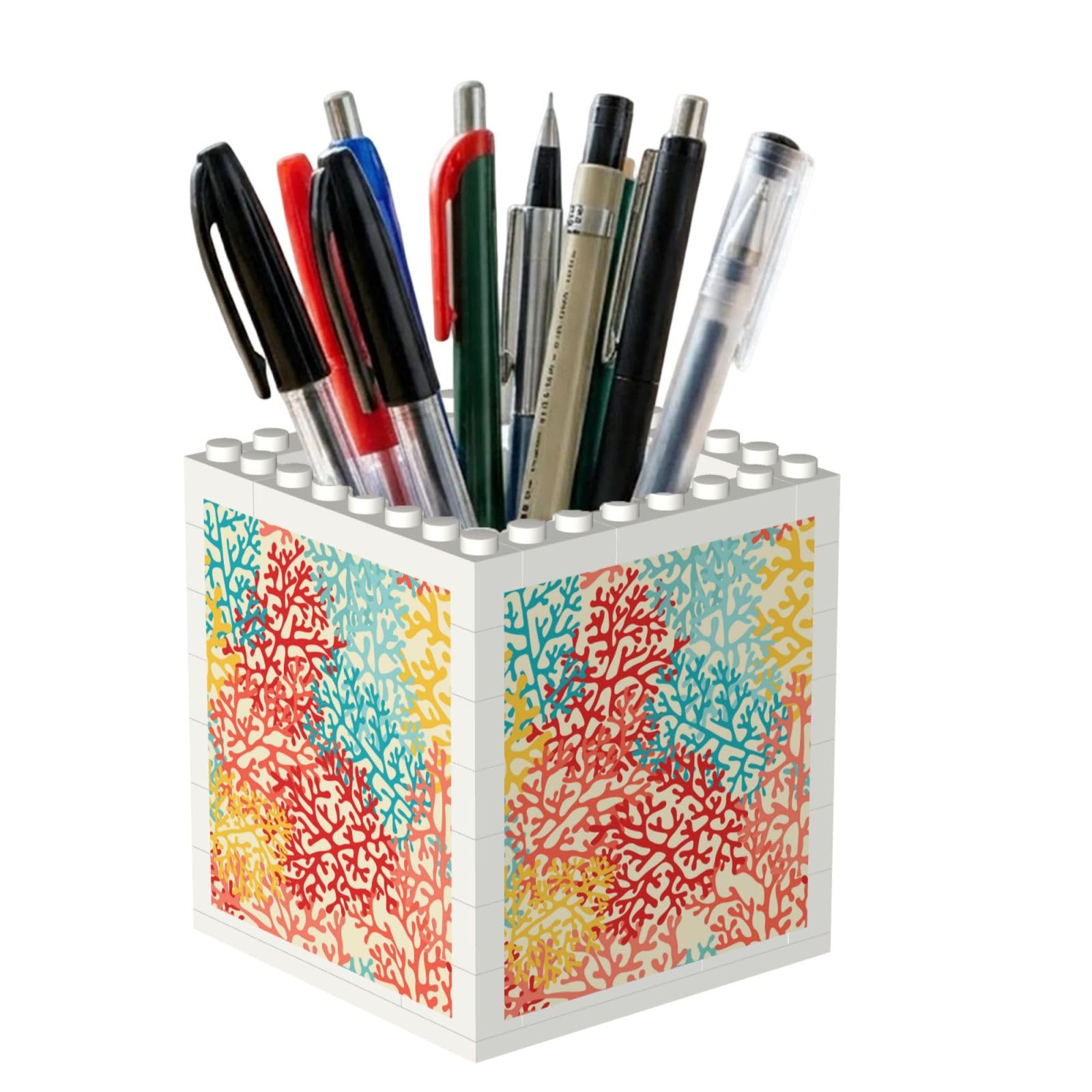 Poadnly Corals Colorful, Pen Pot Pencil Holder for Office Home School, Compact Desk Organiser for Office Stationery
