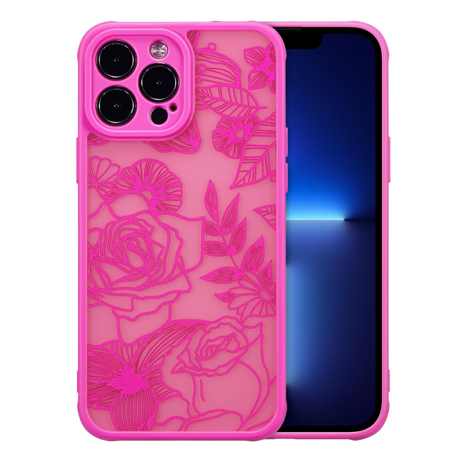 XIZYO for iPhone 13 Pro Max Case Floral Rose Cute Phone Case for Women Girls Aesthetic Pattern Print