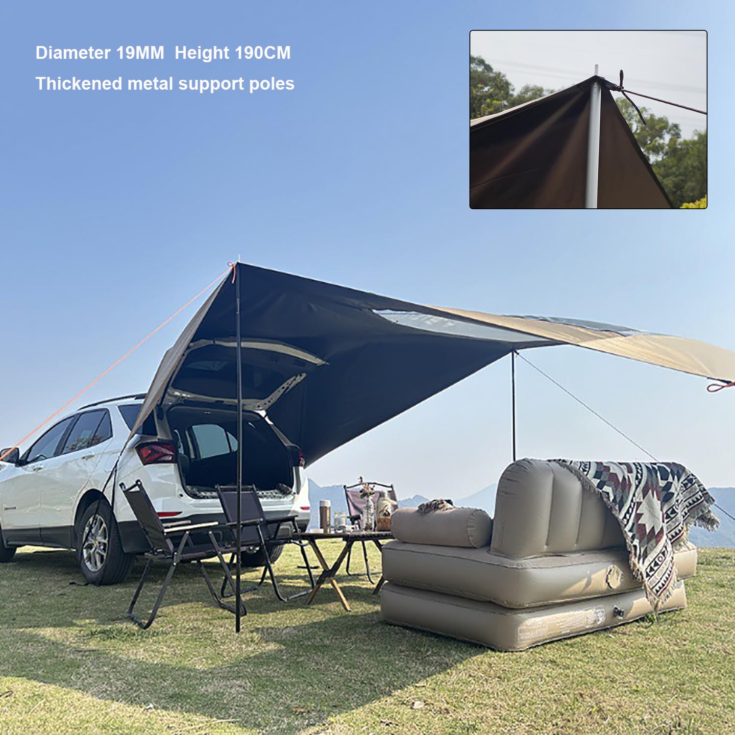 Toldo Caravana Universal, 4.8x2.8m, Toldo para Coche y Furgoneta, Tienda de Campaña Lateral Impermeable, Toldo Camping para SUV Camper Furgonetas