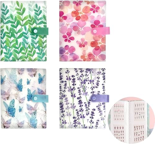 MIAO YUAN 4 piezas de calcomanías de arte de uñas, libro de almacenamiento de calcomanías artísticas, organizador de colección de calcomanías para