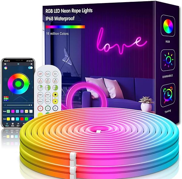 FunGeneTEC Neon LED Strip 5 meter med Bluetooth kontroll