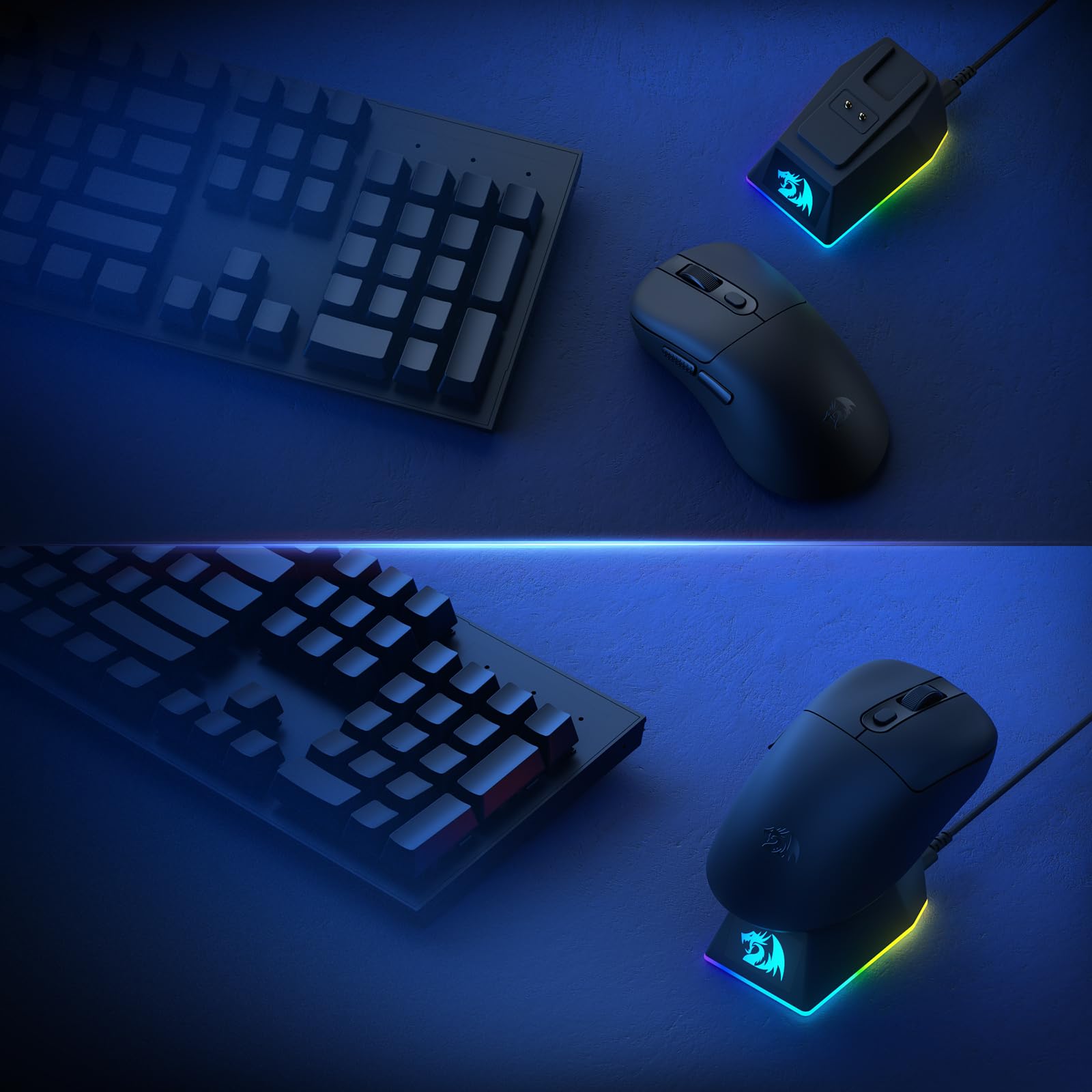 Redragon M998 Mouse Gaming Senza Fili Dock Ricarica RGB 24K DPI | Dock ricarica magnetico RGB, 24000 DPI, 6 pulsanti programmabili, connessione BT/2.4G per PC/Mac