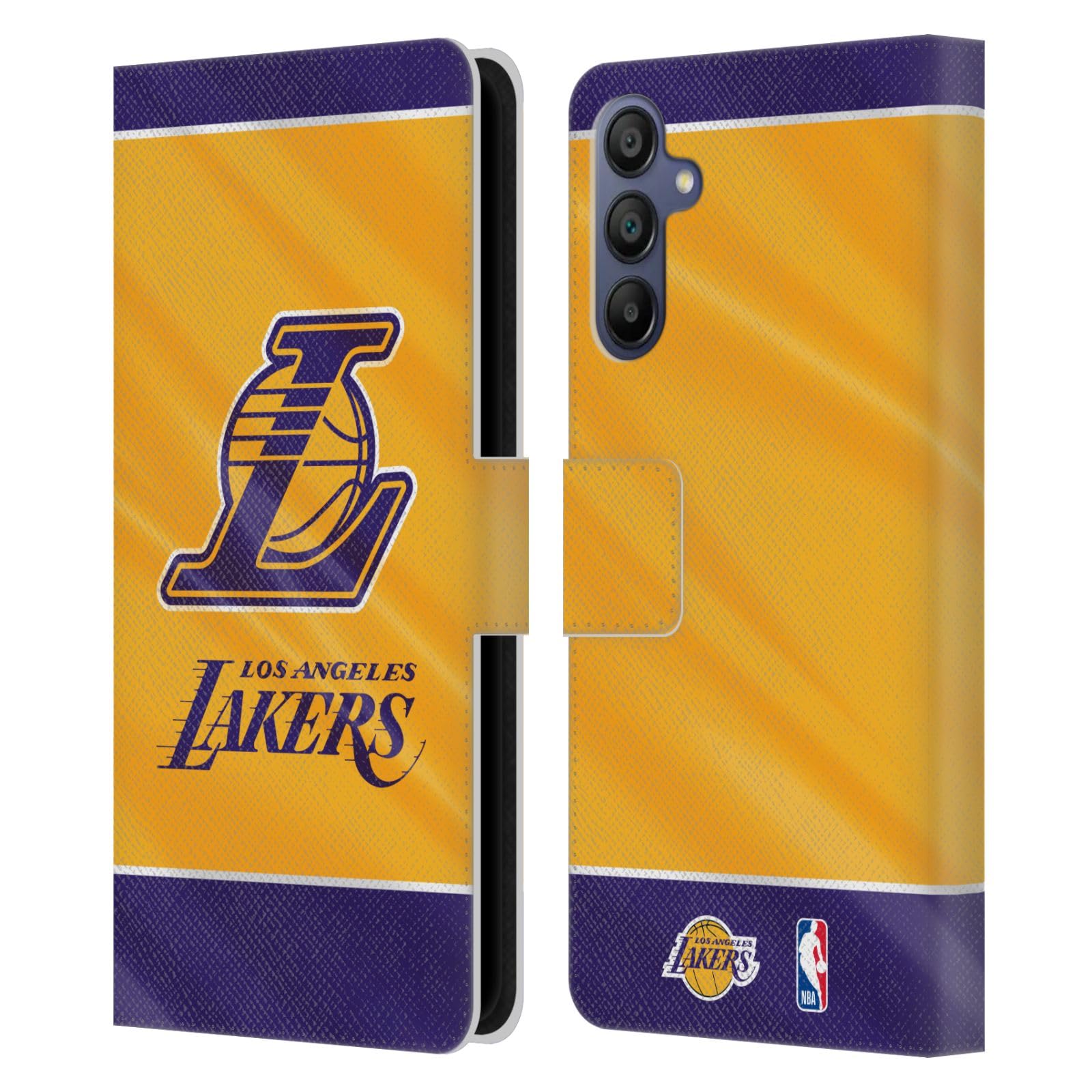 Head Case Designs Offizielle NBA Horizontalbanner Los Angeles Lakers Leder-Wallet-Hülle Kompatibel mit Samsung Galaxy A15