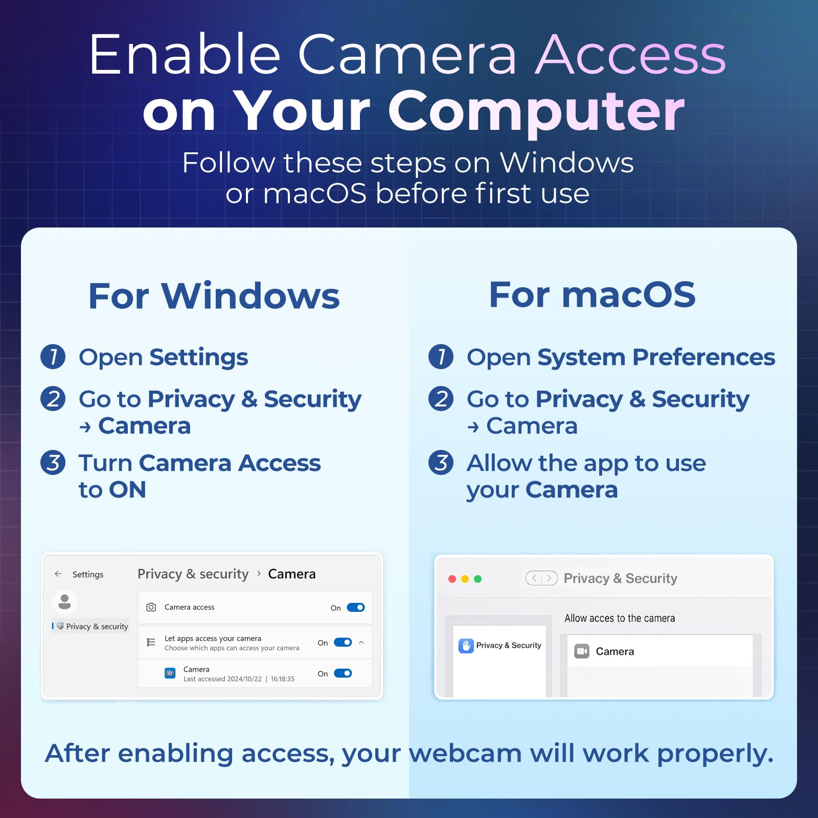 2K Webcam für PC mit Mikrofon & Licht & Privatsphäre Abdeckung, Webkamera für Desktop Computer/Laptop/Monitor/Mac, USB Streaming Kamera für Zoom/Skype/Teams/Videoanrufe/Studieren und