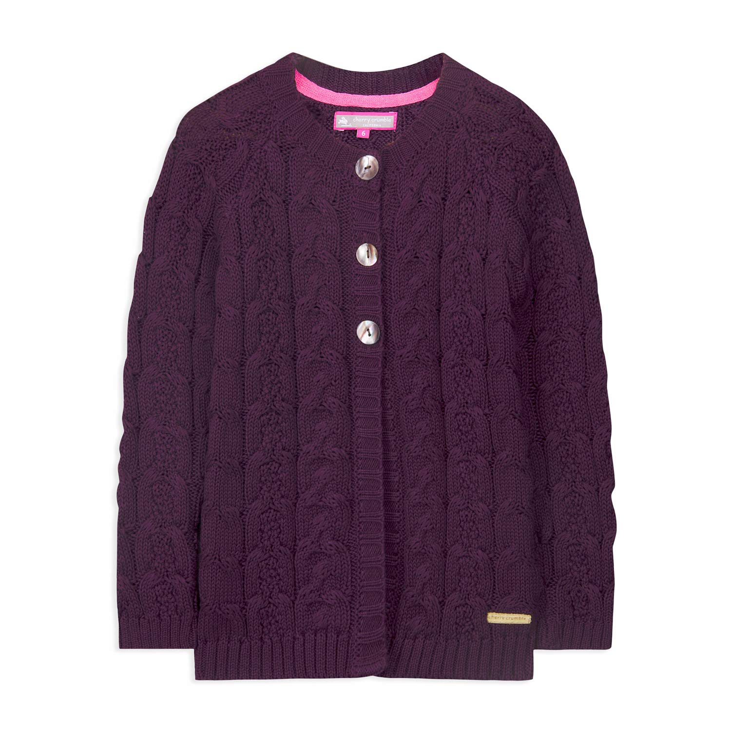 Cherry Crumble California Girl's Cotton Cardigan (CTWS-SWTR-22313-P_Maroon_3-4 Years)