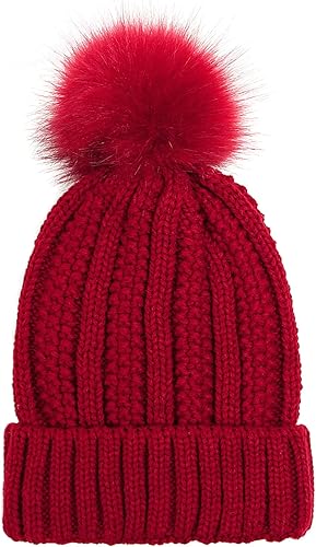 Miniatura 3 de HGGE Paquete de 2 gorros de invierno para mujer, con forro de satén, de punto trenzado, grueso, holgado, gorro cálido