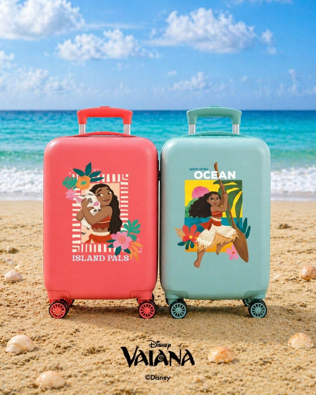 Joumma Disney Vaiana Sea Vibes walizka kabinowa koralowa 38 x 55 x 20 cm sztywne zapięcie szyfrowe z boku ABS 34L 2,6 kg 4 koła podwójny bagaż podręczny
