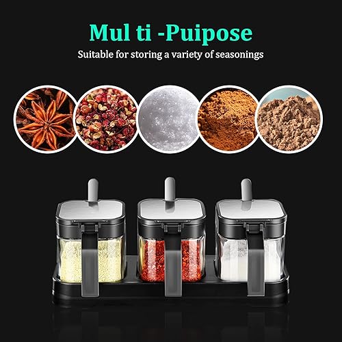 Miniatura 3 de Juego de cajas de condimentos de acrílico, 4 piezas transparentes de alta calidad, para almacenamiento de especias, tarros de condimentos para sal y