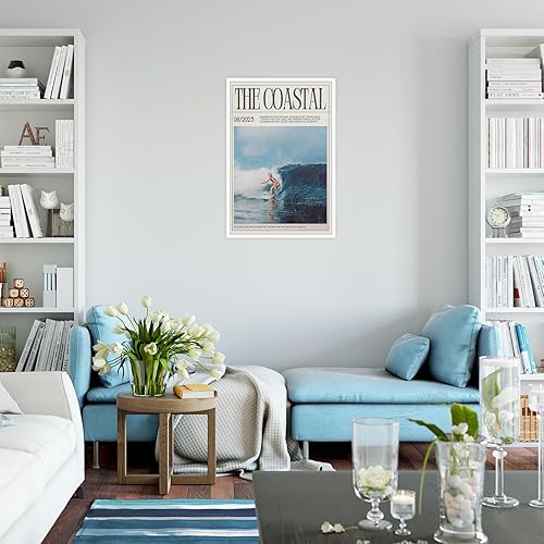 Miniatura 6 de Arte de pared de verano de moda con diseño de vaca costera, niña, surfista, pósteres de lona para playa, preppy, estética, portada de revista,