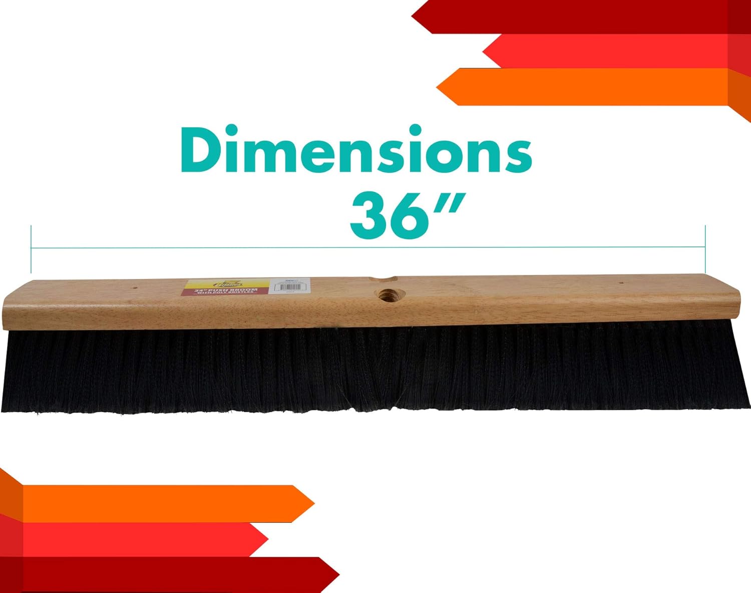 Bristles 4036 36” Indoor Push Broom Head – Heavy Duty Hardwood Block, Flagged Polypropylene Fiber, Brown : Health & Household