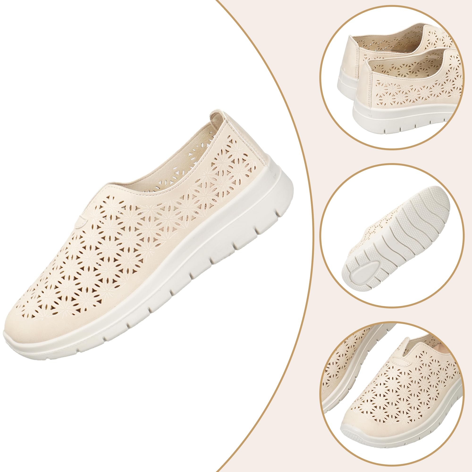 JOMIX Baskets Femme sans Lacets,Respirantes Ajourées,Semelle Légère Amortissante,Chaussures de Marche Confortables Antidérapantes