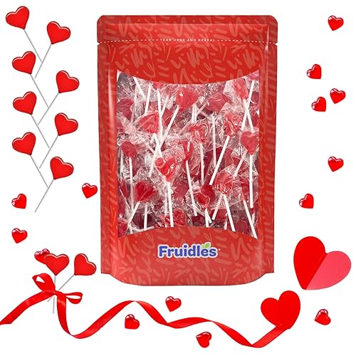 Miniatura 4 de Mini paletas para el día de San Valentín con forma de corazón rojo con sabor a fresa, envueltas individualmente, paletas de 0.18oz, aprox. 40