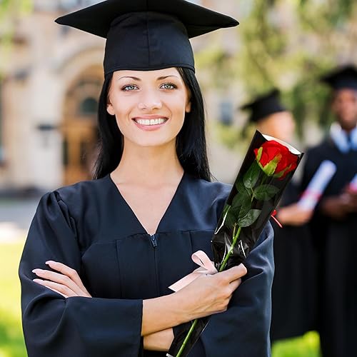 Miniatura 6 de Yexiya 100 bolsas de ramo de flores con una sola manga de rosa para flores, bolsa de embalaje floral individual, papel de regalo de flores para el