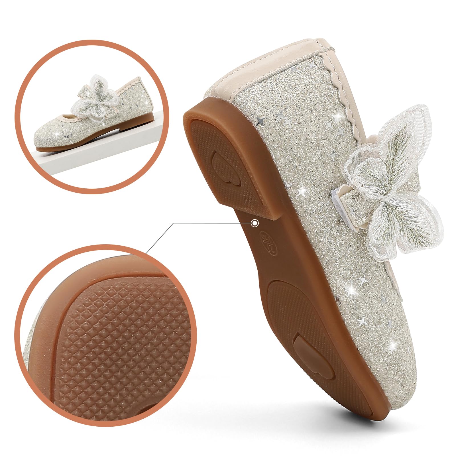 MK MATT KEELY Zapatos Princesa Niñas Bailarina Vestir Brillante para Fiesta Ballet Flats