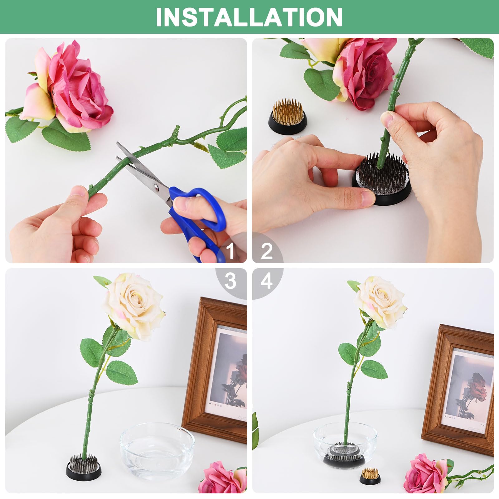 M METERXITY 12 Piezas Rana Floral 4cm Redonda De Cobre Con Base De Goma Para Arreglos Florales Artesanías Decoración Del Hogar Herramienta Fija De Kenzan Clavos De 1.1cm