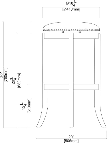 Miniatura 3 de Boraam Cordova Taburete giratorio de altura de bar, 29 pulgadas, negro
