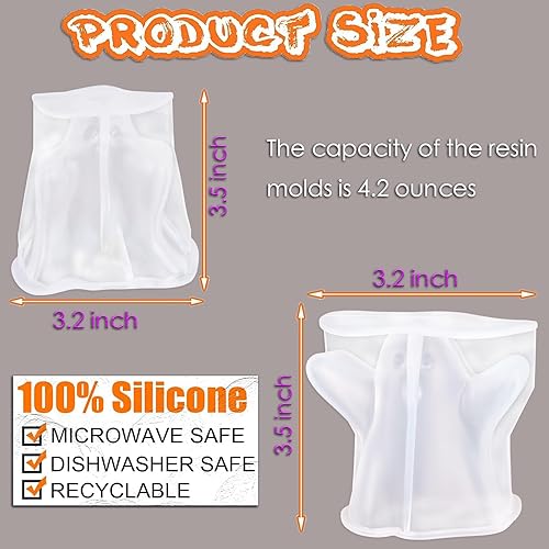 Miniatura 9 de HUAKENER Paquete de 2 moldes de velas de calabaza, moldes de velas de Halloween 3D, molde de silicona de calabaza para resina epoxi, vela, jabón