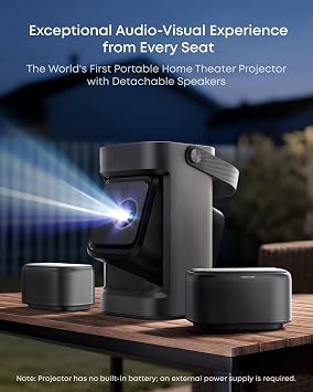 soundcore Nebula P1 Portable GTV Projector with Detachable Speakers, 650 ANSI Lumens, 1080P, 20W Truly 2.0 Surround Sound, Dolby Audio, Built-In Gimbal, Auto Adjustment, 180 Big Screen, Carry Handle