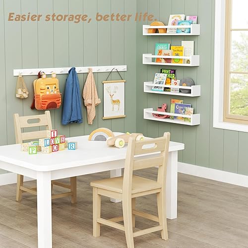 Miniatura 6 de Forbena Ganchos blancos para colgar en la pared, paquete de 4, perchero de madera de 16 pulgadas montado en la pared, resistente, modernos ganchos