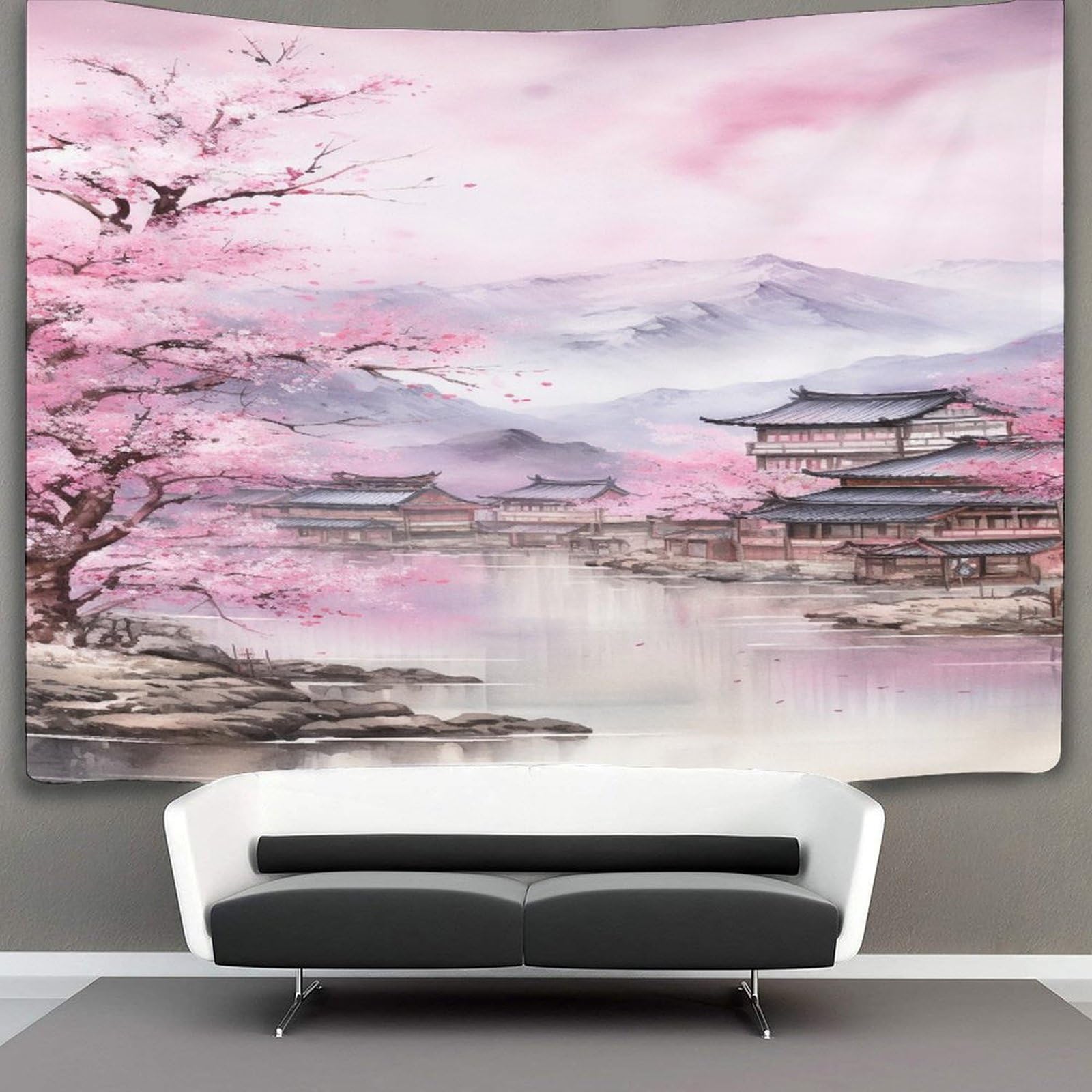 KKPBHTYVG 3D Japanese Cherry Blossom Printed Wall Blanket Home Decoration Bedding Poster Wall Art Tapestry Tapestry Wall Hanging Soft Polyester for Living Room Bedroom Dorm Deco 70cmx100cm