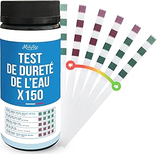 150 Bandelettes Tests TH Eau Potable – Kit Analyse Dureté de l’Eau Calcaire – Testeur TH Adoucisseur, Aquarium, Piscine – Mesure Facile avec Languettes Précises – °f (FR), °dH (DE), ppm