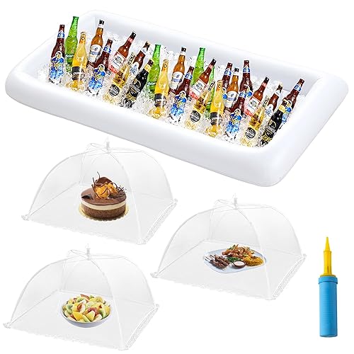 HBlife Inflatable Serving Bar & Mesh Food Cover Combo Set,