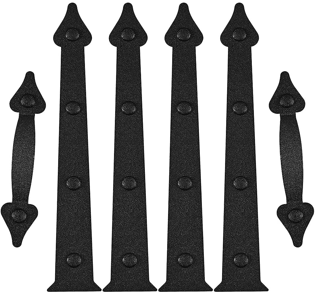 HardHockall Magnetic Garage Door Decorative Hardware Faux Hinges Handles Hardware Kit, 6 Pieces Garage Door Accents, Color: Black (2pcs Handles+4pcs Hinges)