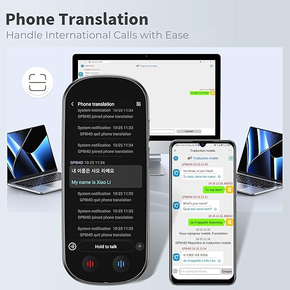 FancyDove AI Translator Device, Real-Time Two-Way Instant Voice Translator, 149 Languages Translator, Voice & Photo Translation for Travel, Business & Study, Traductor de Voz