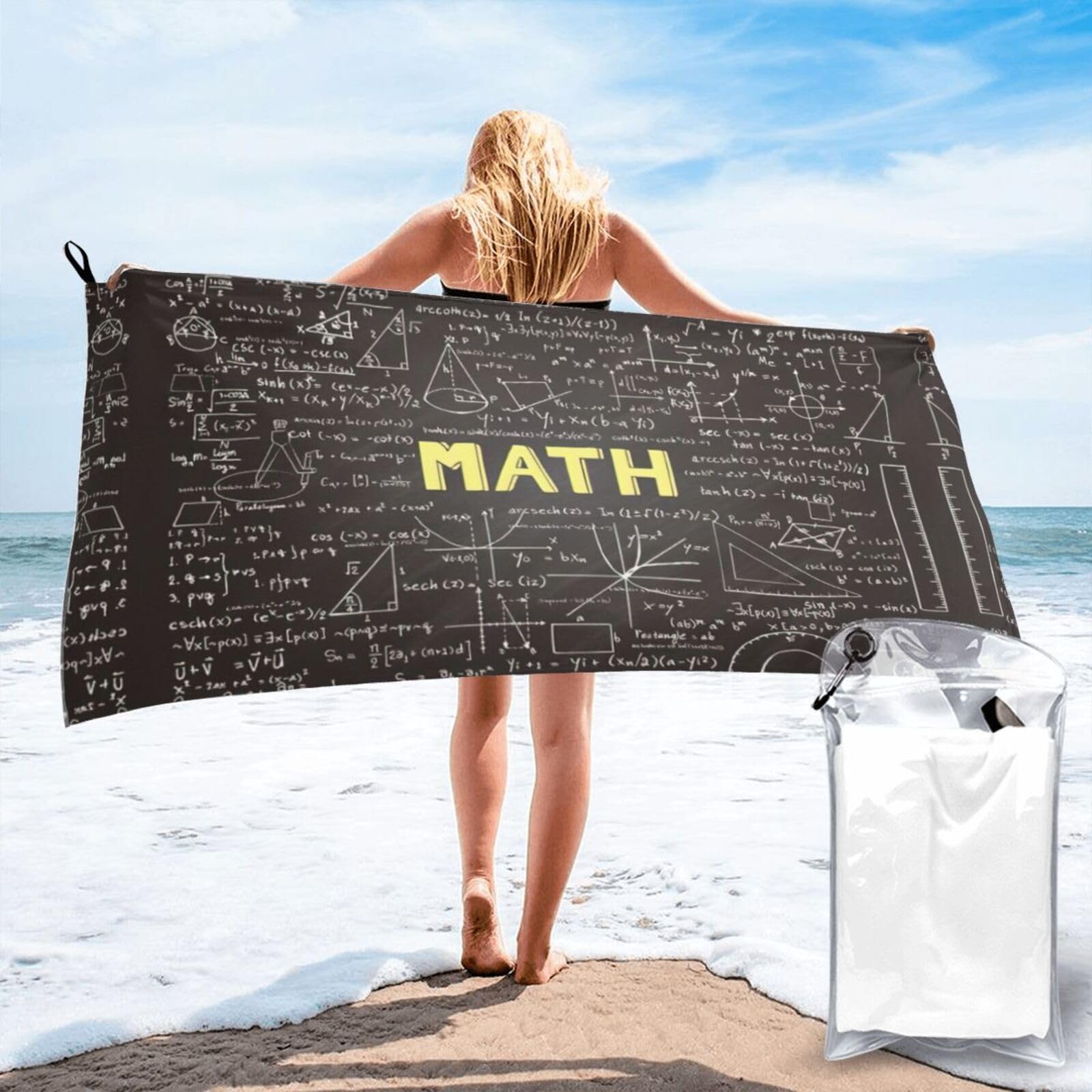 Toalla de baño de alta calidad grande y suave con motivos matemáticos