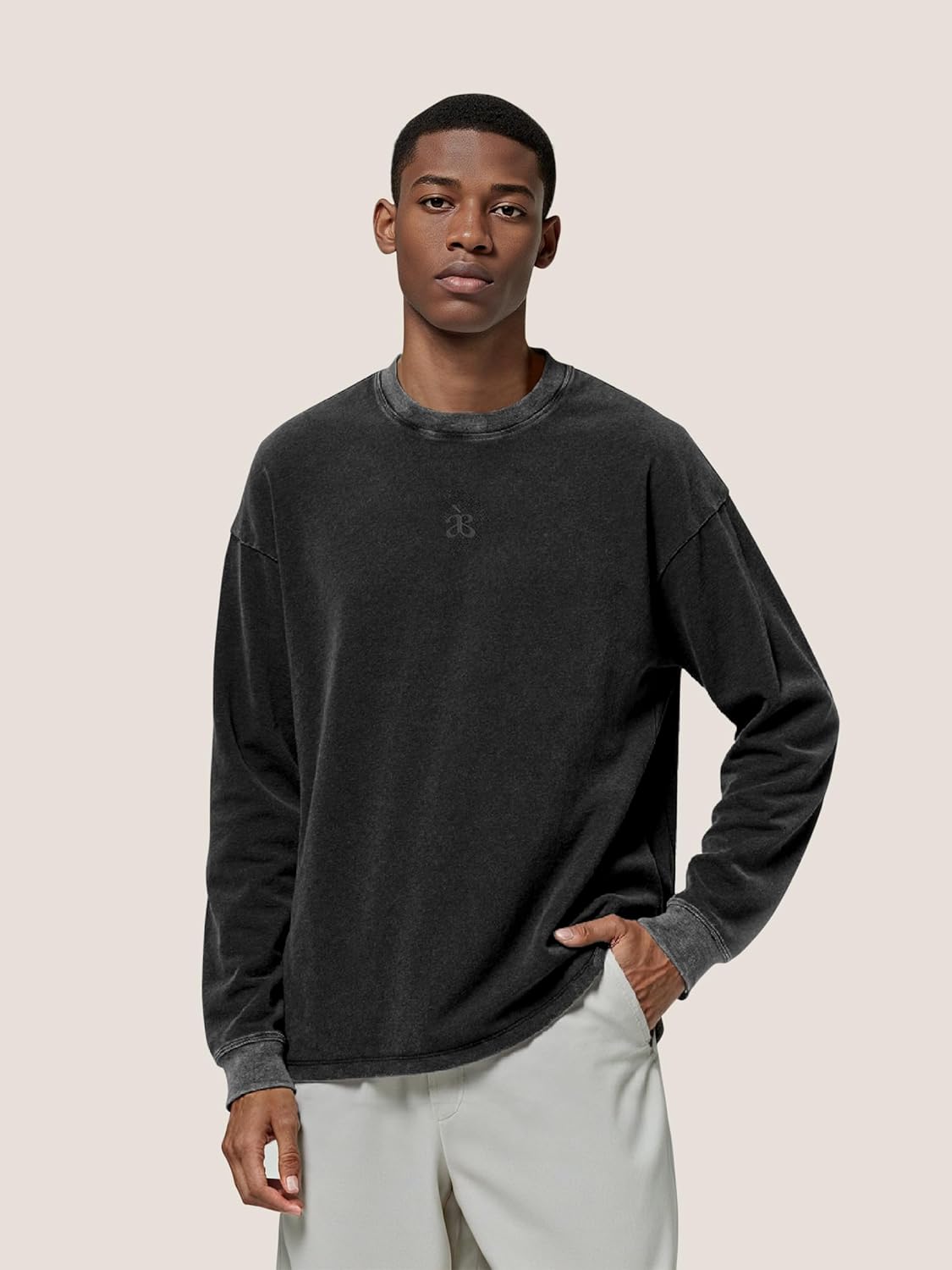 Aelfric Eden Mens Oversized Long Sleeve Shirts Washed Heavyweight Cotton T Shirts Vintage Tees Unisex - Image 2